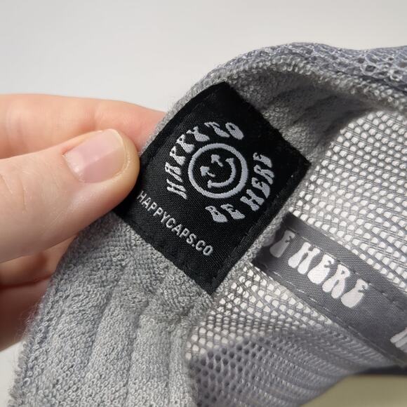 Happy Caps Snapback Rope Trucker Hat Gray One Size Mesh Back Smiley - Picture 9 of 9